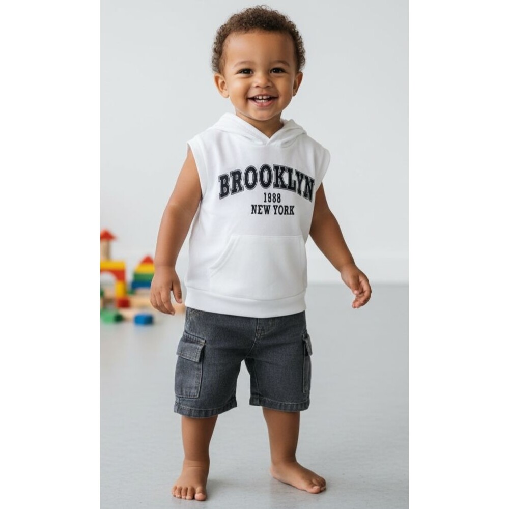 Summer Outfits Cotton Blended Sleevless Shirt Toddler Clothes for Boys 2-3 Year